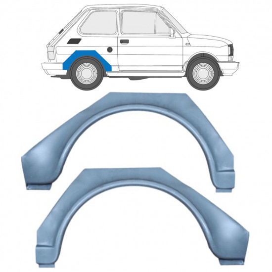 Painel de reparação do guarda-lamas traseiro para Fiat 126p 1972-2000 / Esquerda+Direita / Conjunto 9527