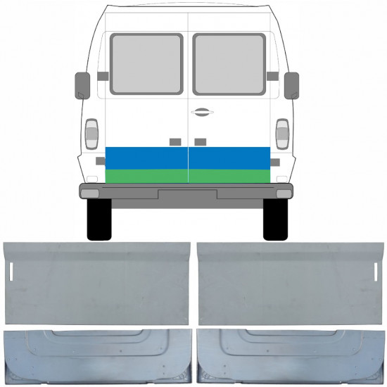 Painel de reparação interna e externa das portas traseiras para Mercedes T1 1977-1996 + Wewnętrzny  / Esquerda+Direita / Conjunto 9567