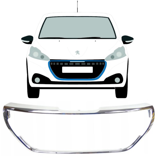 Moldura da grelha frontal para Peugeot 208 2015-2019 16198