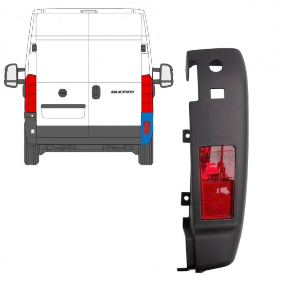 Canto do para-choque traseiro com Luz para Fiat Ducato 2006-2018 / Direito /  10077