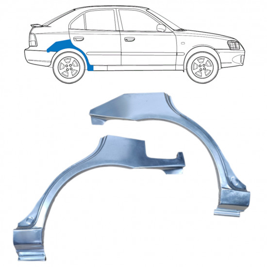 Painel de reparação do guarda-lamas traseiro para Hyundai Accent 2000-2006 / Esquerda+Direita / Conjunto 9881