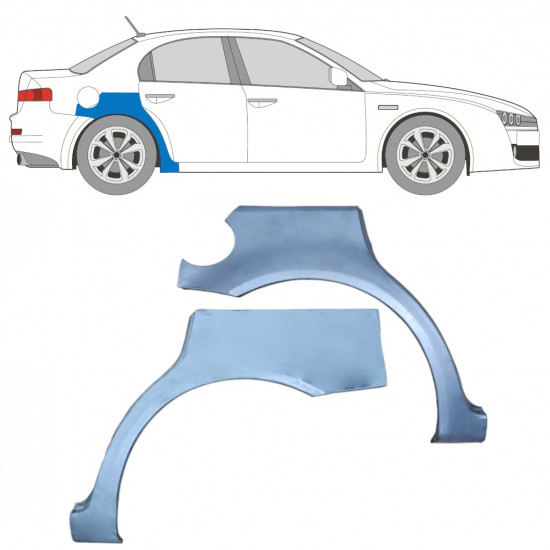 Painel de reparação do guarda-lamas traseiro para Alfa Romeo 159 2005-2012 / Esquerda+Direita / Conjunto 10625