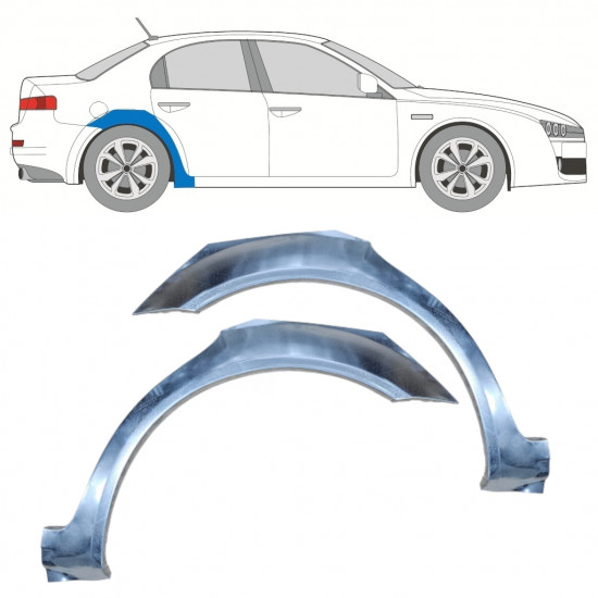 Painel de reparação do guarda-lamas traseiro para Alfa Romeo 159 2005-2012 / Esquerda+Direita / Conjunto 9915