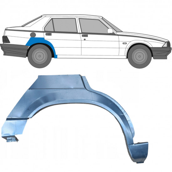 Painel de reparação do guarda-lamas traseiro para Alfa Romeo 75 1985-1992 / Direito 7015