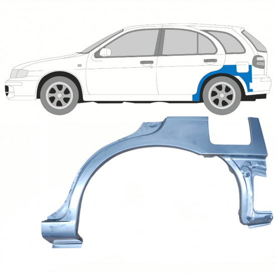 Painel de reparação da parte inferior do guarda-lamas traseiro atrás da roda para Nissan Almera 1995-2000 / Esquerdo 10222