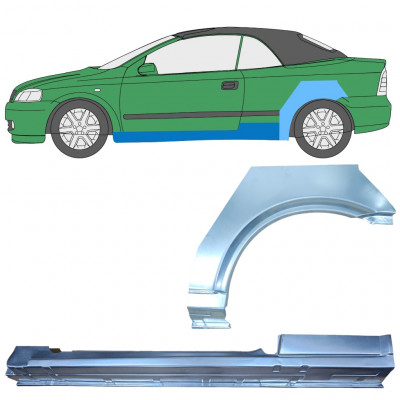 Painel de reparação da soleira com guarda-lamas traseiro para Opel Astra G 2001-2006 CABRIO / Esquerdo / Conjunto 12593