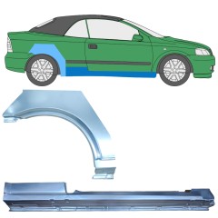 Painel de reparação da soleira com guarda-lamas traseiro para Opel Astra G 1998-2009 / Direito / COUPE / CABRIO / Conjunto 12592