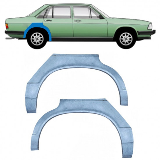 Painel de reparação do guarda-lamas traseiro para Audi 100 C2 1976-1982 / Esquerda+Direita / Conjunto 9305