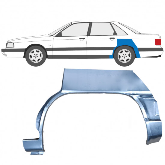 Painel de reparação do guarda-lamas traseiro para Audi 100 C3 1982-1991 / Esquerdo 7608