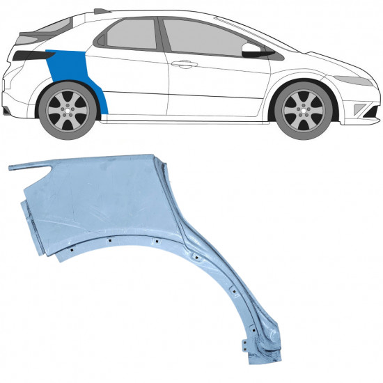 Painel de reparação do guarda-lamas traseiro para Honda Civic 2005-2011 / Direito 6634
