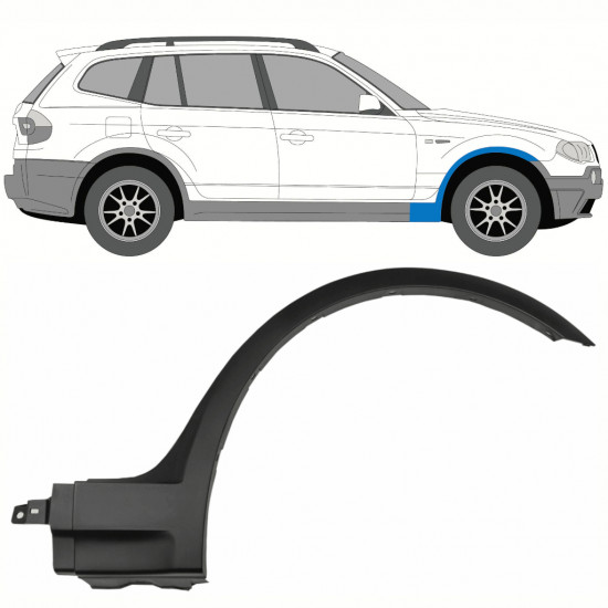 Moldura lateral do guarda-lamas dianteiro para BMW X3 2003-2010 / Direito 8341