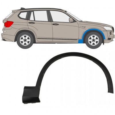 Moldura lateral do guarda-lamas dianteiro para BMW X3 2010-2014 / Direito 7648