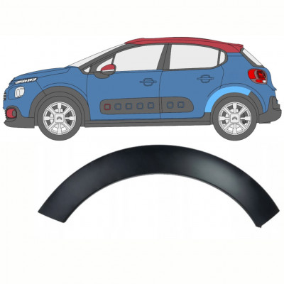 Moldura lateral do guarda-lamas traseiro para Citroen C3 2016- / Esquerdo 8505