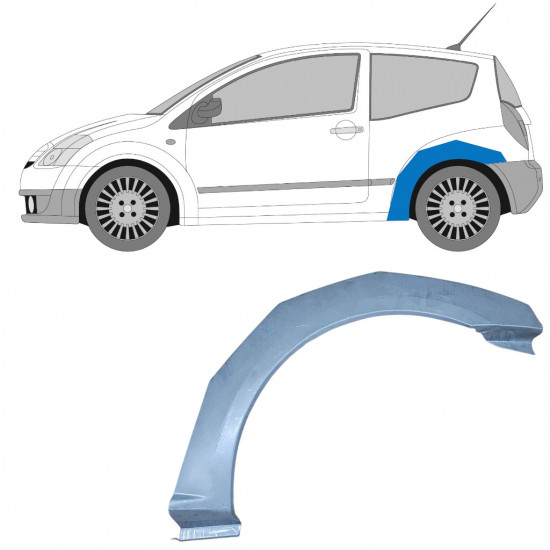 Painel de reparação do guarda-lamas traseiro para Citroen C2 2003-2009 / Esquerdo 11384