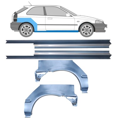 Painel de reparação da soleira com guarda-lamas traseiro para Honda Civic EJ EK 1995-2001 / Esquerda+Direita / Conjunto 10664