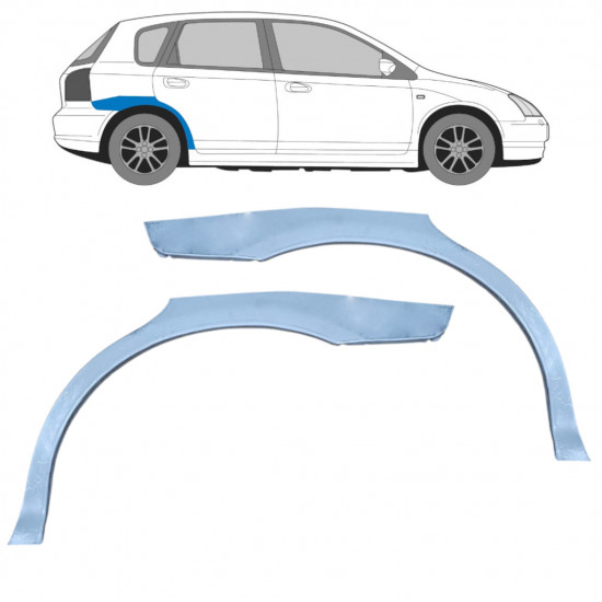 Painel de reparação do guarda-lamas traseiro para Honda Civic 2001-2005 / Esquerda+Direita / Conjunto 9224