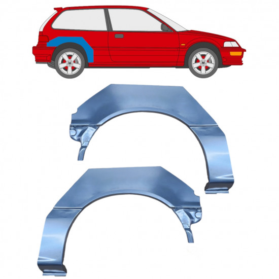 Painel de reparação do guarda-lamas traseiro para Honda Civic 1987-1991 / Esquerda+Direita / Conjunto 10612