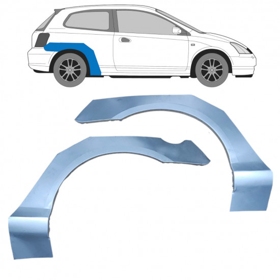 Painel de reparação do guarda-lamas traseiro para Honda Civic 2001-2005 / Esquerda+Direita / Conjunto 9665