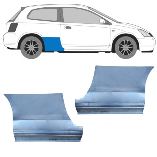 Painel de reparação do guarda-lamas traseiro para Honda Civic 2001-2005 / Esquerda+Direita / Conjunto 9633