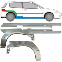 Painel de reparação da soleira com guarda-lamas traseiro para Honda Civic 1991-1995 / Esquerda+Direita / Conjunto 9539