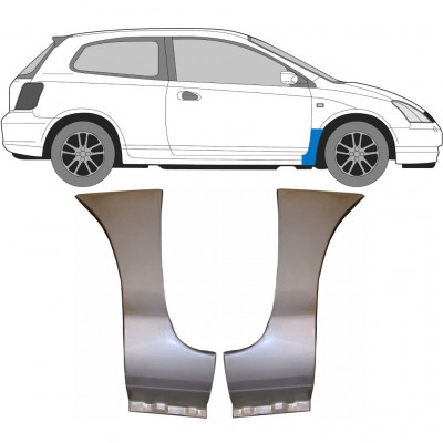 Painel de reparação do guarda-lamas dianteiro para Honda Civic 2001-2005 / Esquerda+Direita / Conjunto 9634