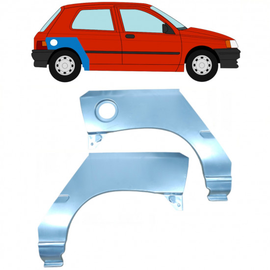 Painel de reparação do guarda-lamas traseiro para Renault Clio 1990-1998 / Esquerda+Direita / Conjunto 9848