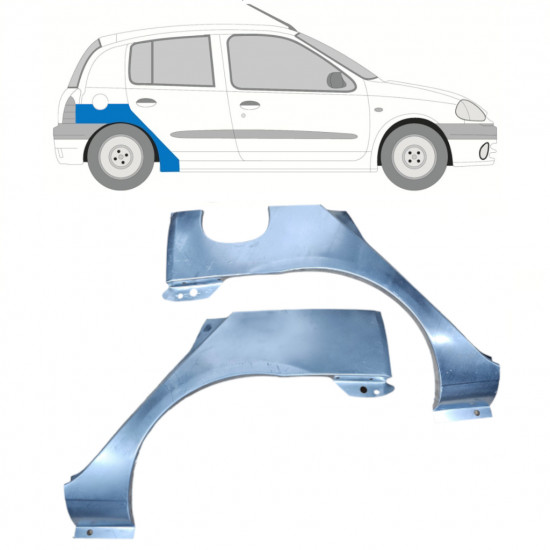 Painel de reparação do guarda-lamas traseiro para Renault Clio 1998-2012 / Esquerda+Direita / Conjunto 9682