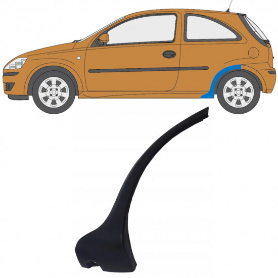 Moldura lateral do guarda-lamas traseiro para Opel Corsa 2003-2010 / Esquerdo 11706