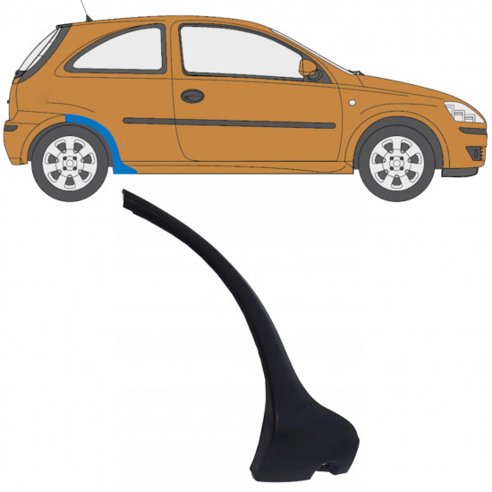 Moldura lateral do guarda-lamas traseiro para Opel Corsa 2003-2010 / Direito 11705