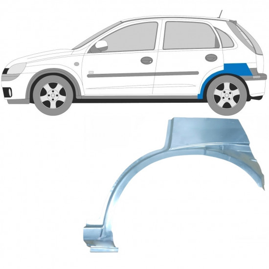 Painel de reparação do guarda-lamas traseiro para Opel Corsa 2000-2010 / Esquerdo 6886