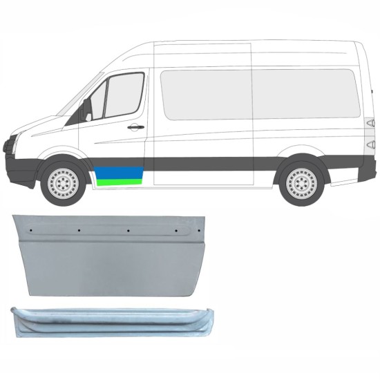 Painel de reparação interna e externa das portas dianteiras para Volkswagen Crafter 2005-2017 / Esquerdo / Conjunto 14029
