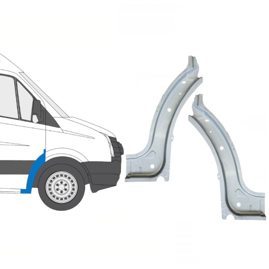 Painel de reparação interna do arco da roda dianteira para Volkswagen Crafter 2005-2017 / Esquerda+Direita / Conjunto 15500