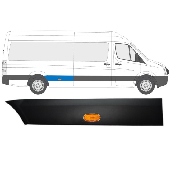 Moldura lateral do guarda-lamas traseiro com Luz para Volkswagen Crafter 2005-2017 / Direito / Conjunto 13993