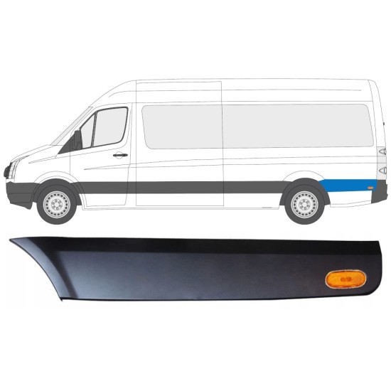 Moldura lateral do guarda-lamas traseiro atrás da roda com Luz para Volkswagen Crafter 2005-2017 / Esquerdo / Conjunto 13996