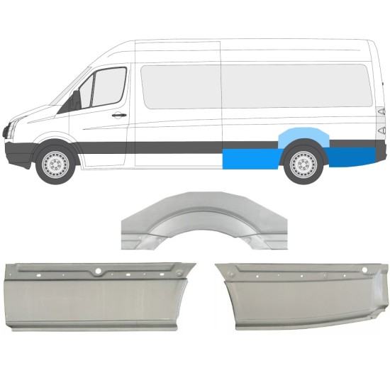 Painel de reparação do guarda-lamas traseiro para Volkswagen Crafter 2005-2017 / Esquerdo / Conjunto 13944