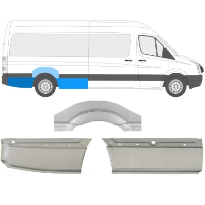 Painel de reparação do guarda-lamas traseiro para Volkswagen Crafter 2005-2017 / Direito / Conjunto 13943
