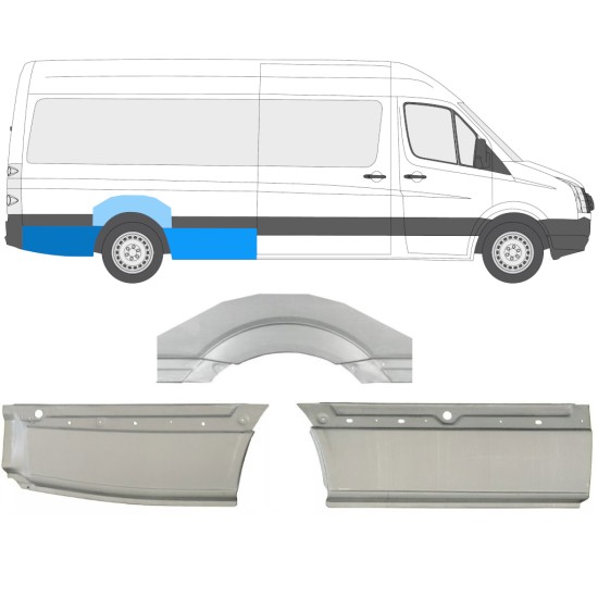 Painel de reparação do guarda-lamas traseiro para Volkswagen Crafter 2005-2017 / Direito / Conjunto 13943