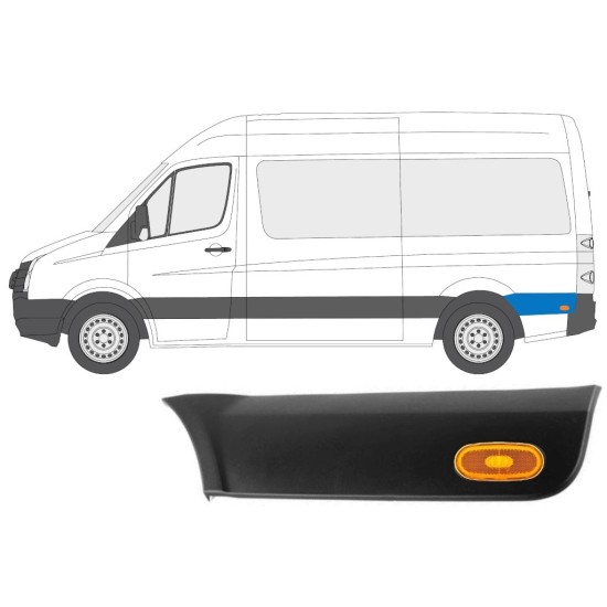 Moldura lateral do guarda-lamas traseiro com Luz para Volkswagen Crafter 2005-2017 / Esquerdo / Conjunto 14149