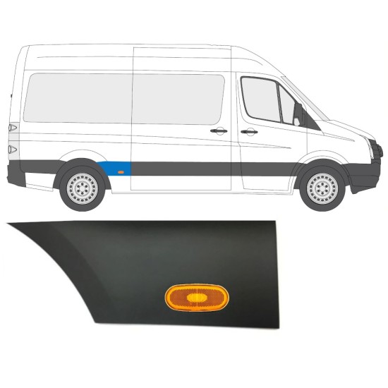 Moldura lateral do guarda-lamas traseiro com Luz para Volkswagen Crafter 2005-2017 / Direito / Conjunto 14088