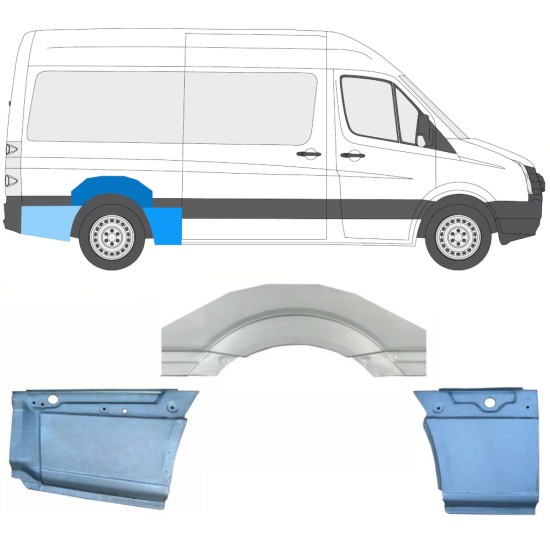 Painel de reparação do guarda-lamas traseiro para Volkswagen Crafter 2005-2017 / Direito / Conjunto 13941