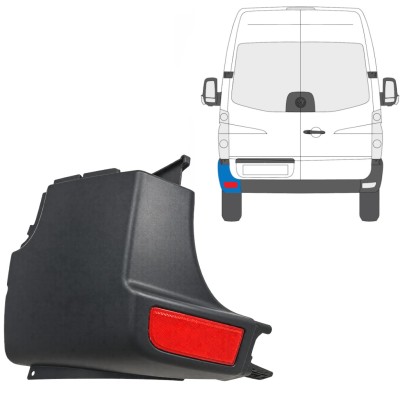 Canto do para-choque traseiro com Luz refletora para Volkswagen Crafter 2005-2017 / Esquerdo / Conjunto 15552
