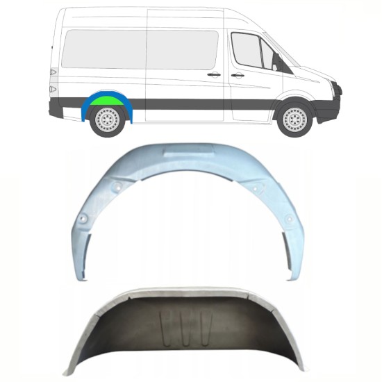 Painel de reparação interna do arco da roda traseira para Volkswagen Crafter 2005-2017 / Direito / Conjunto 14321