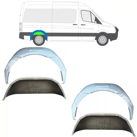 Painel de reparação interna do arco da roda traseira para Volkswagen Crafter 2005-2017 / Conjunto 14498