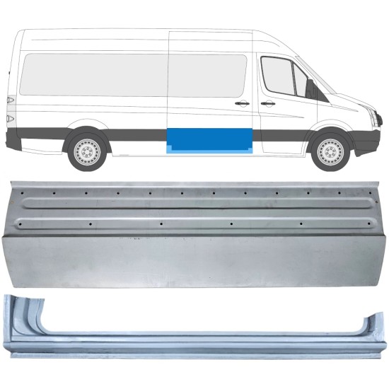 Painel de reparação das portas deslizantes com Painel de reparação da soleira para Volkswagen Crafter 2005-2017 / Direito / Conjunto 14317