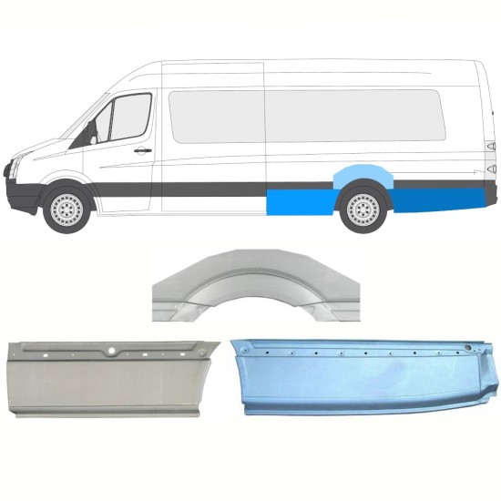 Painel de reparação do guarda-lamas traseiro para Volkswagen Crafter 2005-2017 / Esquerdo / Conjunto 13946