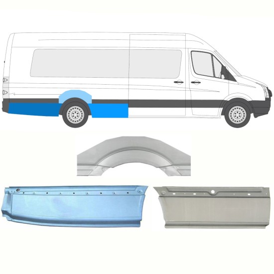 Painel de reparação do guarda-lamas traseiro para Volkswagen Crafter 2005-2017 / Direito / Conjunto 13945