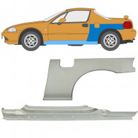 Soleira completa com reparação de guarda-lamas traseiro para Honda Civic CRX Del Sol 1992-1998 / Esquerdo 11144