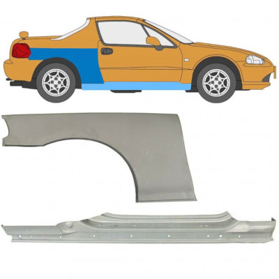 Soleira completa com reparação de guarda-lamas traseiro para Honda Civic CRX Del Sol 1992-1998 / Direito 11143