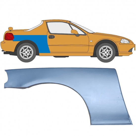 Painel de reparação do guarda-lamas traseiro para Honda Civic CRX Del Sol 1992-1998 / Direito 5649