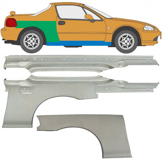 Painel de reparação da soleira com guarda-lamas traseiro para Honda Civic CRX Del Sol 1992-1998 / Conjunto 9519